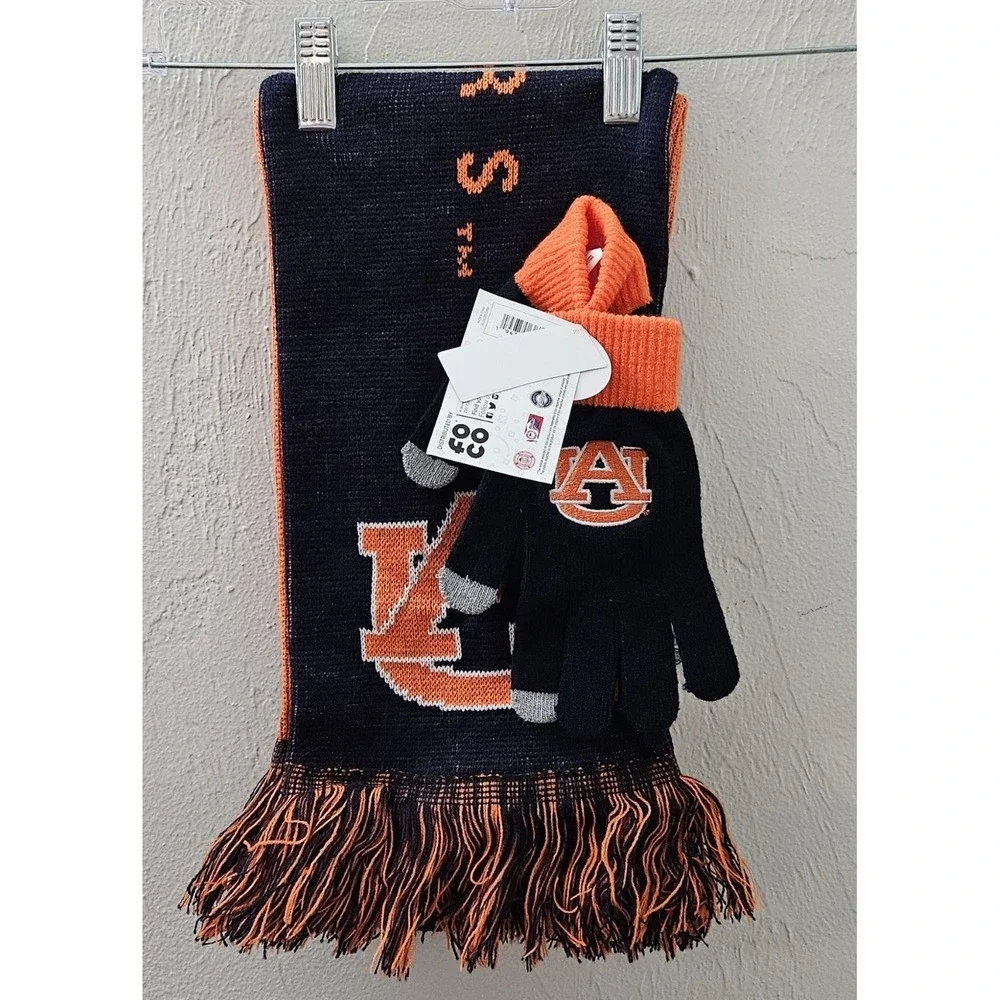 New w/Tags Auburn Tigers Football‎ Sports Knit Scarf with Fringe And Gloves